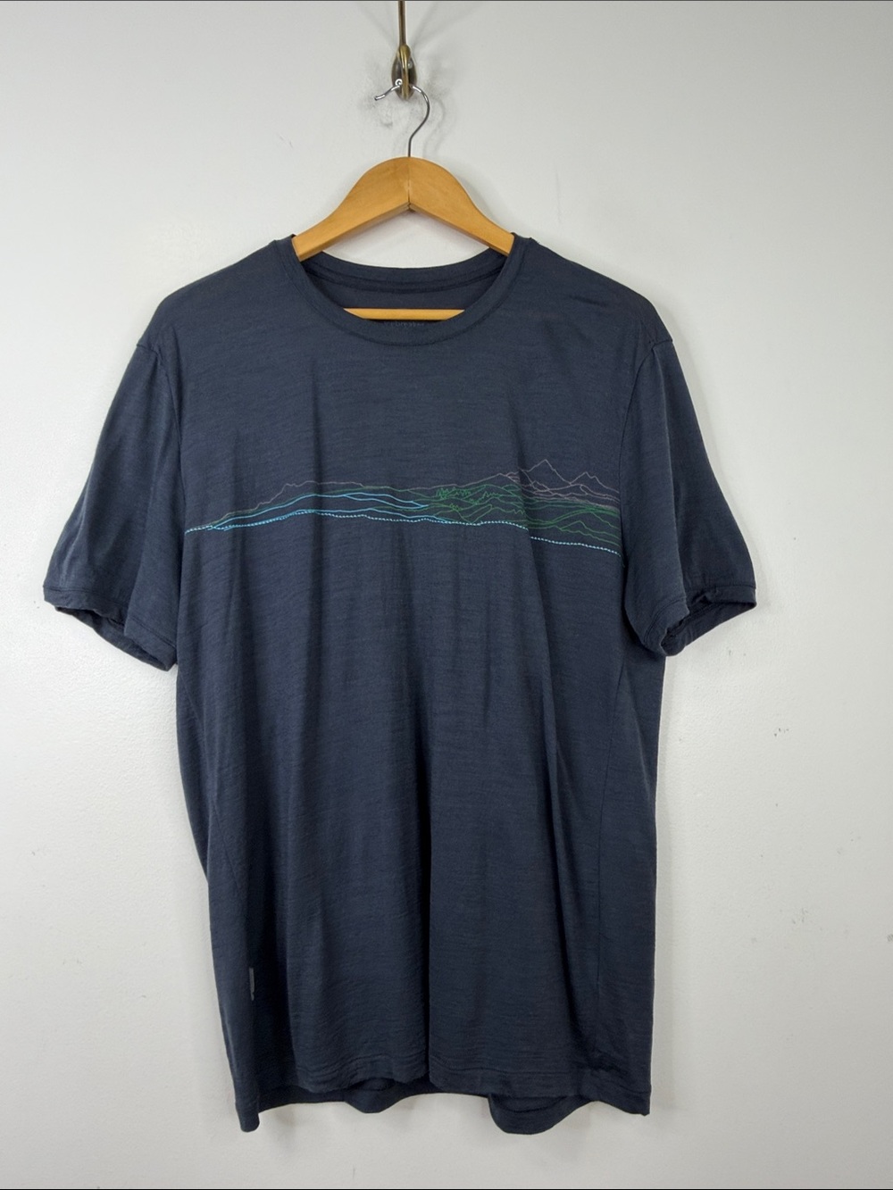 Icebreaker T Shirt Mens Large Gray Merino Wool Short Sleeve Crew Neck Mountain